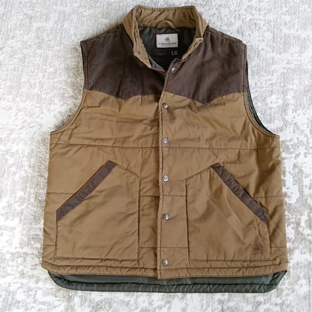 Legendary Whitetails Stockyard Longhorn Rancher Vest L Two Tone Brown / Green